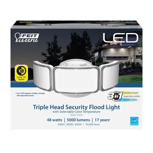 Security Floodlight Dusk to Dawn Hardwired LED White White