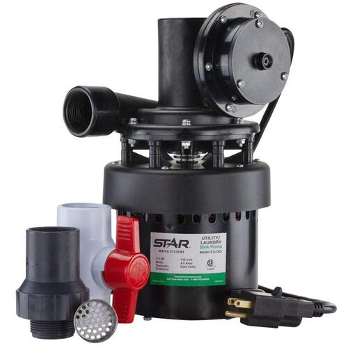 Star Water Systems STL001 Sink Pump System 1/3 HP 1320 gph Thermoplastic Diaphragm Switch Top AC