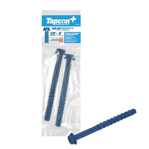 Concrete Screws 3/8" X 6" L Hex Drive Hex Washer Head Blue Pair