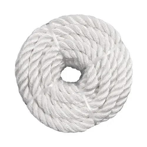 Rope 1/4" D X 50 ft. L White Twisted Nylon White