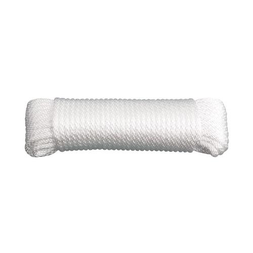 Rope 1/4" D X 50 ft. L White Solid Braided Nylon White