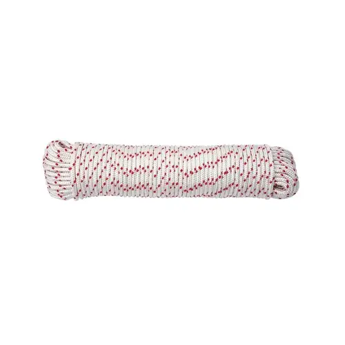 Rope 3/16" D X 50 ft. L Red/White Diamond Braided Polyester Red/White