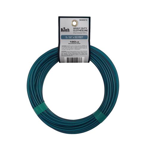 Clothesline Wire 5/32" D X 50 ft. L Green Cabled Wire Vinyl Green