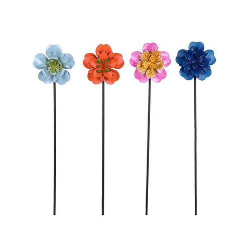 Yard Stake Assorted Iron 17" H Flower Assorted