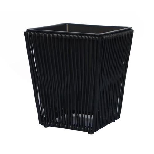 Planter 13.78" H X 11.81" W X 11.81" D Metal/Plastic Poly Rattan Black Black - pack of 3