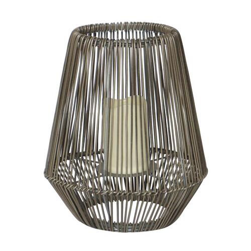 Lantern Gray Metal/Resin 12" H Poly Rattan Gray