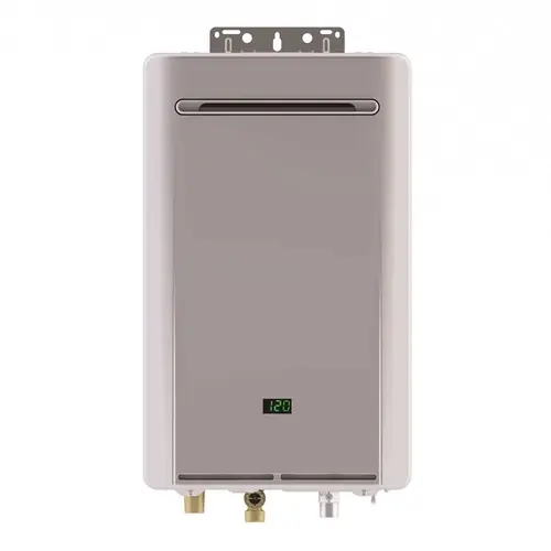 Efficiency Series RE 8.5 GPM Residential 180,000 BTU Propane Gas Tankless Water Heater 15-Year Warranty Silver Metallic