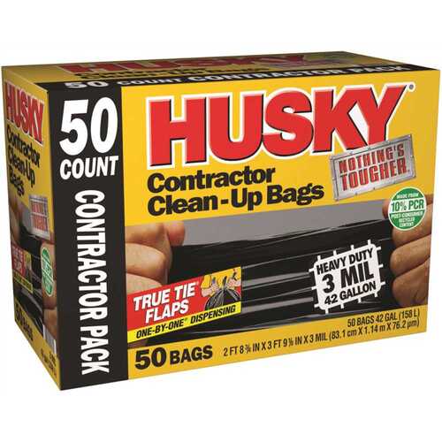 Husky HKR42WC050B 42 Gal. Heavy-Duty Contractor Clean-Up Bags with 10% PCR Color/Finish Family