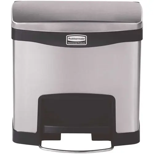 Slim Jim Step-On 4 Gal. Black Stainless Steel Front Step Trash Can Silver