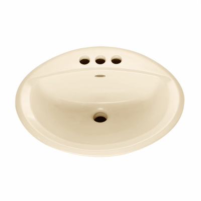 American Standard 0476028.021 AQUALYN Series 0476.028.021 Countertop Sink, Oval Basin, 3-Deck Hole, 20-3/8 in OAW, 17-3/8 in OAH Bone