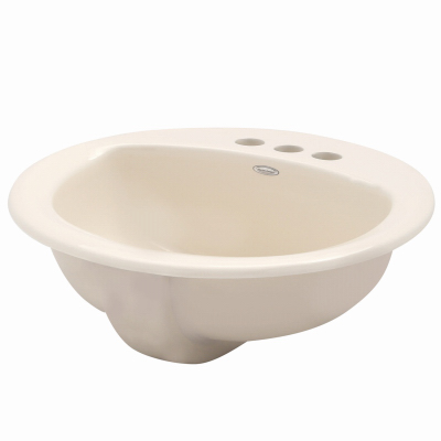 American Standard 0491019.021 Rondalyn Series Countertop Sink, Round Basin, 3-Deck Hole, 19-1/8 in OAW, 7.79 in OAH Bone