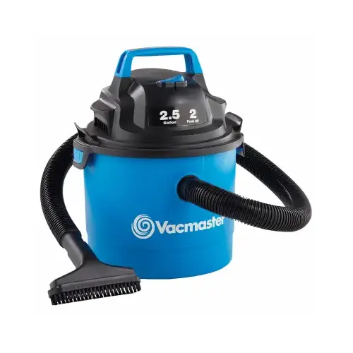 Wall-Mount Compact Wet/Dry Vac, 2 Peak HP, 2.5 Gallons