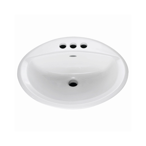 American Standard 0476028.020 AQUALYN Series 0476.028.020 Countertop Sink, Oval Basin, 3-Deck Hole, 20-3/8 in OAW, 17-3/8 in OAH White