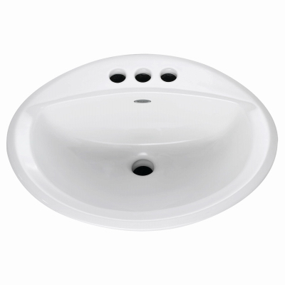 American Standard 0476028.020 AQUALYN Series 0476.028.020 Countertop Sink, Oval Basin, 3-Deck Hole, 20-3/8 in OAW, 17-3/8 in OAH White