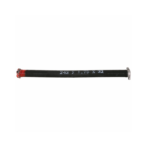 Torsion Spring, 1-3/4 in ID, 2 in OD, 32 in OAL, Carbon Steel, Plain Red