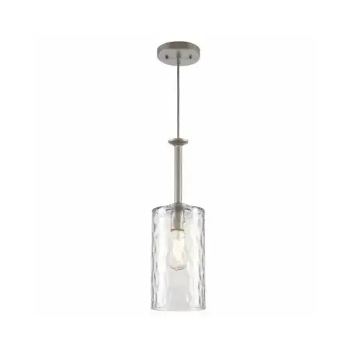 WESTINGHOUSE LIGHTING 61252 Hernando Indoor Mini Pendant Light, Clear Hammered Shade, Industrial Steel