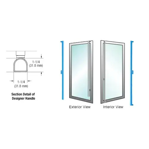 CRL Blumcraft DDH130FS4APT Powder Coated Left Hand Reverse Aluminum/Wood Door Mount 'FS' Exterior Designer Dummy Handle