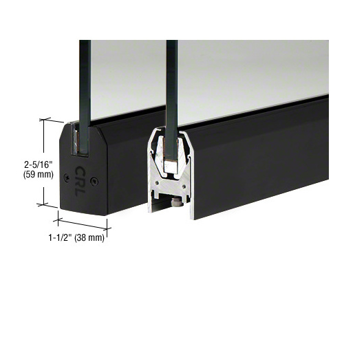 CRL DR2TMBL12S Matte Black 1/2" Glass Low Profile Tapered Door Rail Without Lock - 35-3/4" Length