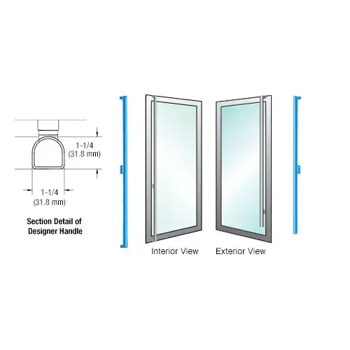 CRL Blumcraft DDH130FS6APT Powder Coated Left Hand Aluminum/Wood Door Mount 'FS' Exterior Designer Series Dummy Handle