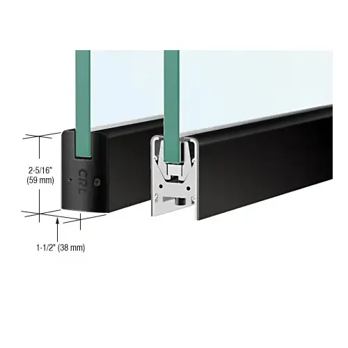 CRL DR2SMBL12S Matte Black 1/2" Glass Low Profile Square Door Rail Without Lock - 35-3/4" Length