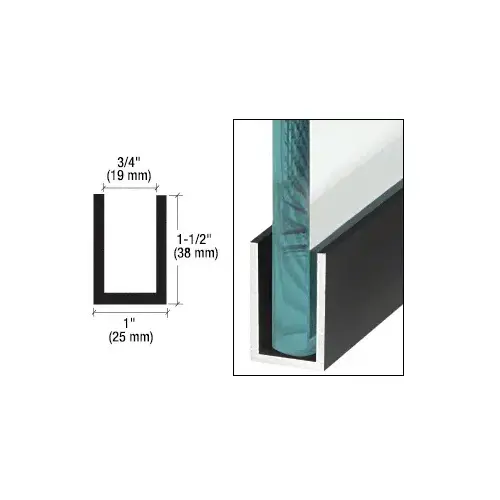 Matte Black Wet Glaze 1-1/2" Deep U-Channel 240" Stock Length - pack of 50