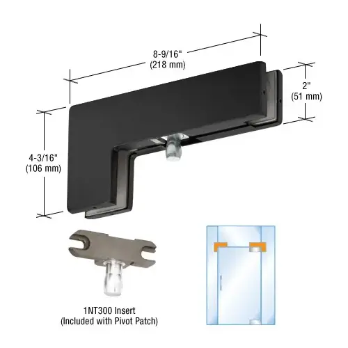 KABA Matte Black Sidelite Mounted Transom Patch Fitting with Pivot