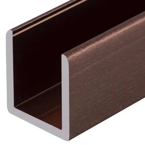 Antique Brushed Copper 1/2" Fixed Panel Shower Door Deep U-Channel -  12" Stock Length - pack of 10