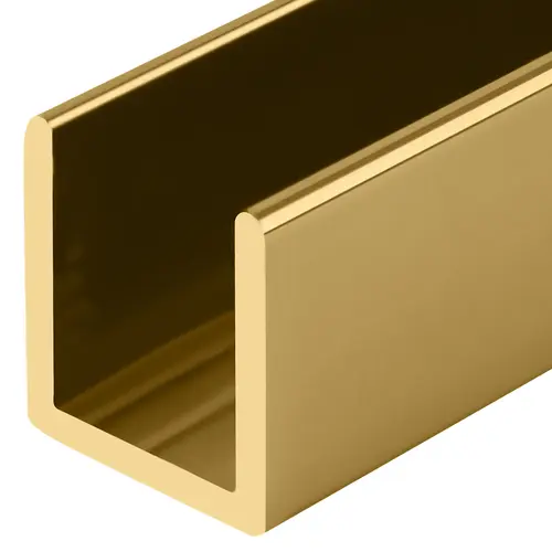 Brite Gold Anodized 1/2" Fixed Panel Shower Door Deep U-Channel -  84" Stock Length - pack of 10