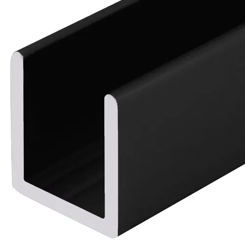 Black 1/2" Fixed Panel Shower Door Deep U-Channel -  24" Stock Length - pack of 5