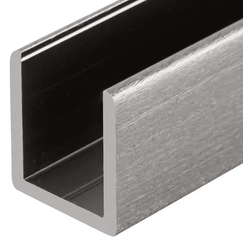 Brushed Stainless 1/2" Fixed Panel Shower Door Deep U-Channel -  72" Stock Length - pack of 25