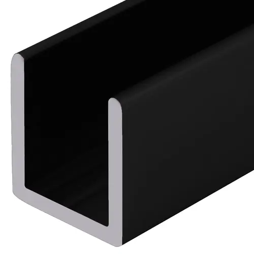 Matte Black 1/2" Fixed Panel Shower Door Deep U-Channel -  12" Stock Length - pack of 10