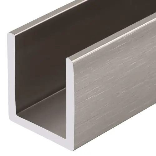 Brushed Nickel 1/2" Fixed Panel Shower Door Deep U-Channel -  24" Stock Length - pack of 50