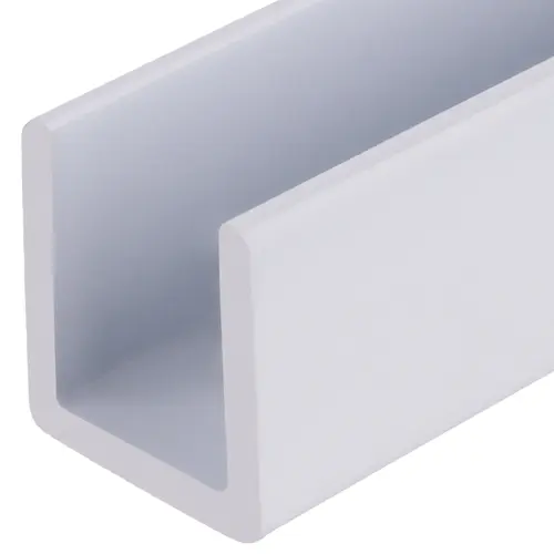 White 1/2" Fixed Panel Shower Door Deep U-Channel -  18" Stock Length - pack of 25