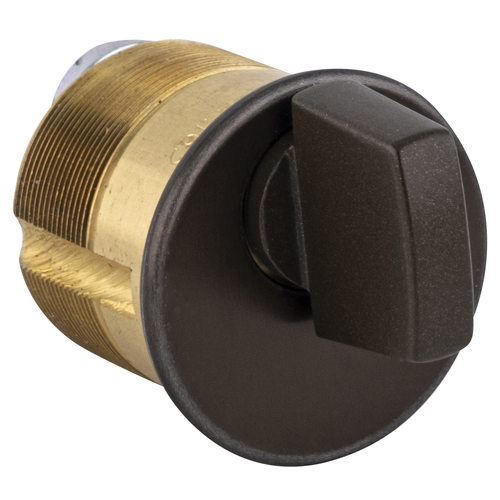 1-1/8" Turn Knob Mortise Cylinder with Adams Rite Cam Duracolor Brown Aluminum Finish Dark Bronze Anodized