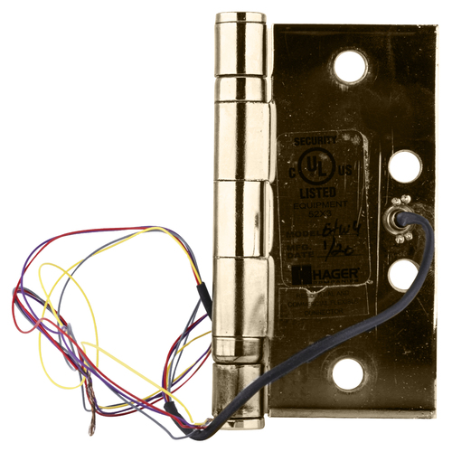 ACSI 1104BB127944 BB1279 4" x 4" Ball Bearing Electric 4 Wire Hager Hinge Satin Brass Finish