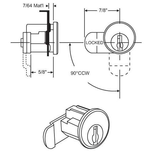 MAIL BOX LOCK FITS CUTLER MAIL CHUTE