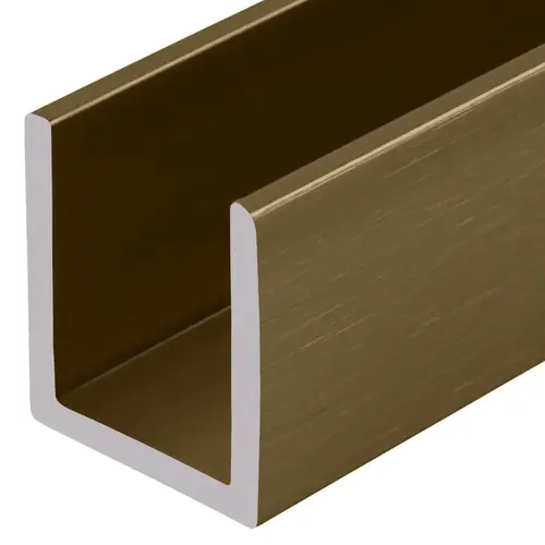 Brushed Bronze 1/2" Fixed Panel Shower Door Deep U-Channel -  23" Stock Length - pack of 5