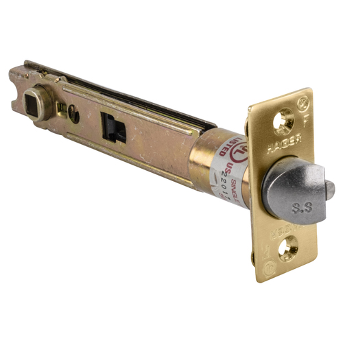 Hager 018308 5" Square Corner Dead Latch with 1" Face Satin Brass Finish