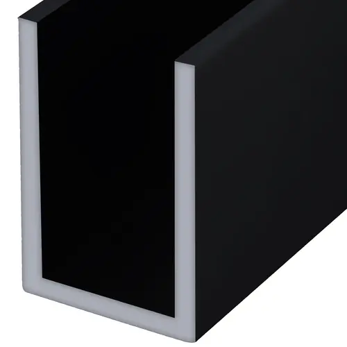 Black Powder Coat Wet Glaze 1-1/2" Deep U-Channel 48" Stock Length - pack of 50