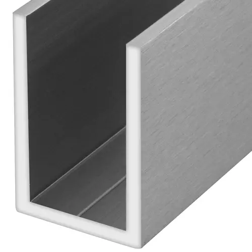 Brushed Stainless Anodized Wet Glaze 1-1/2" Deep U-Channel Custom Length