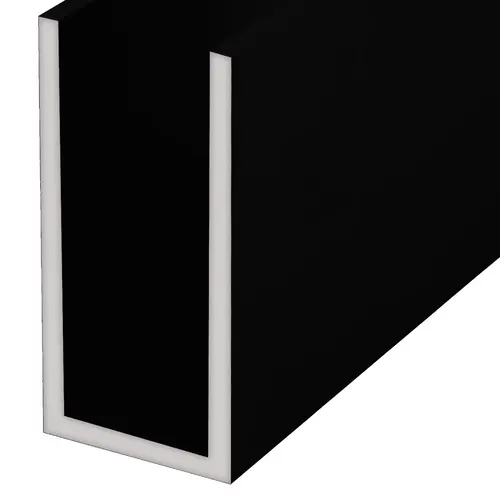 Black Powder Coat Wet Glaze 2" Deep U-Channel  84" Stock Length - pack of 5