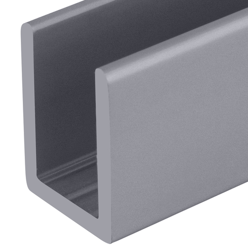 Satin Anodized Frameless Shower Door Aluminum Deep U-Channel for 3/8" Thick Glass -  12" Stock Length - pack of 5