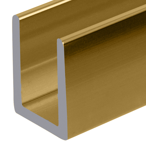 Brite Gold Anodized Frameless Shower Door Aluminum Deep U-Channel for 3/8" Thick Glass -  12" Stock Length - pack of 5