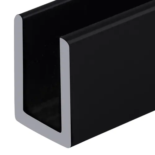 Black 3/8" Fixed Panel Shower Door Deep U-Channel - 72" Length - pack of 50