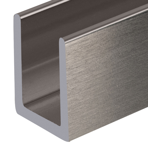 Brixwell SDCD38BN-CCP36 Brushed Nickel 3/8" Fixed Panel Shower Door Deep U-Channel - 36" Length