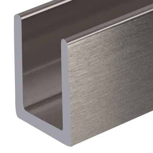 Brushed Nickel Frameless Shower Door Aluminum Deep U-Channel for 3/8" Thick Glass -  24" Length - pack of 50