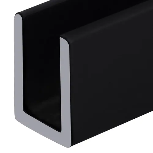 Matte Black Frameless Shower Door Aluminum Deep U-Channel for 3/8" Thick Glass -  18" Stock Length - pack of 50