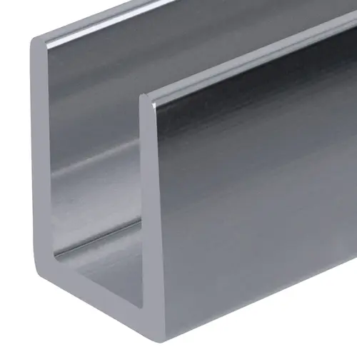 Brushed Stainless 3/8" Fixed Panel Shower Door Deep U-Channel -  18" Stock Length - pack of 5