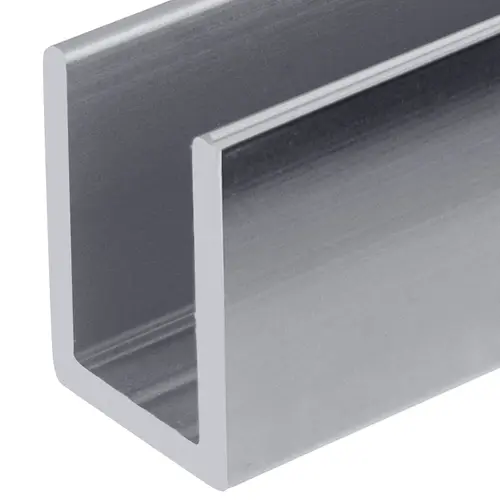 Polished Stainless 3/8" Fixed Panel Shower Door Deep U-Channel -  12" Stock Length - pack of 5