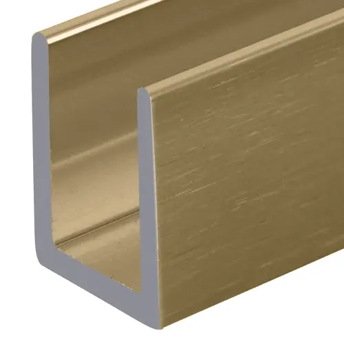 Satin Brass 3/8" Fixed Panel Shower Door Deep U-Channel -  12" Stock Length - pack of 10